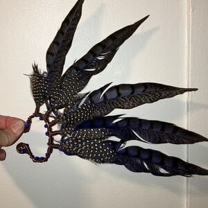 Elegant Black and Blue Feather ear & hair accent